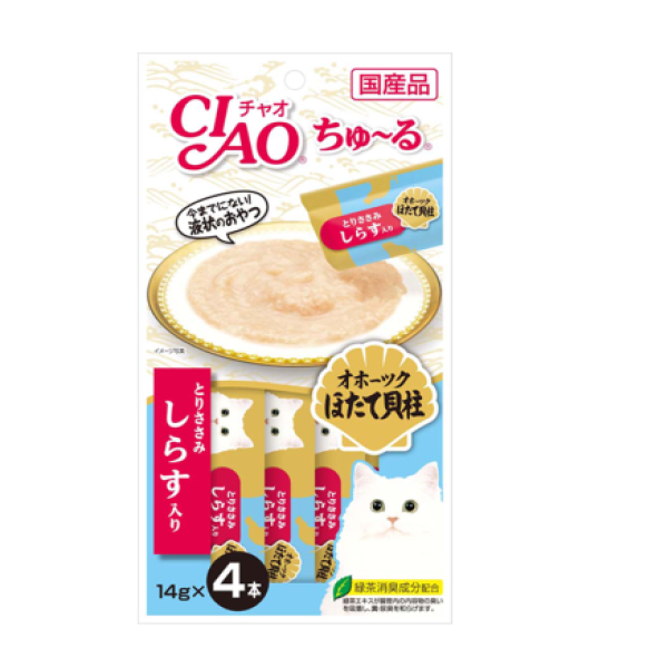 CIAO Churu Creamy Cat Treat - Scallop & Whitebait (Katsuo) 14gX4 | Cat Snacks