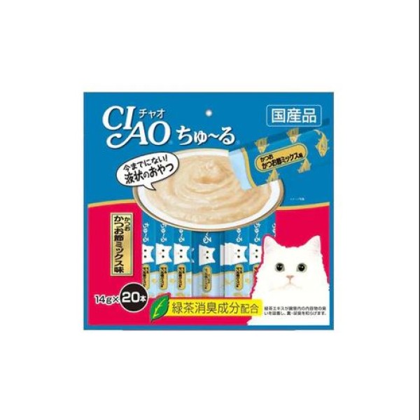 CIAO Churu Creamy Cat Treat - Tuna & Dried Bonito Mix 20x14g | Cat Snacks