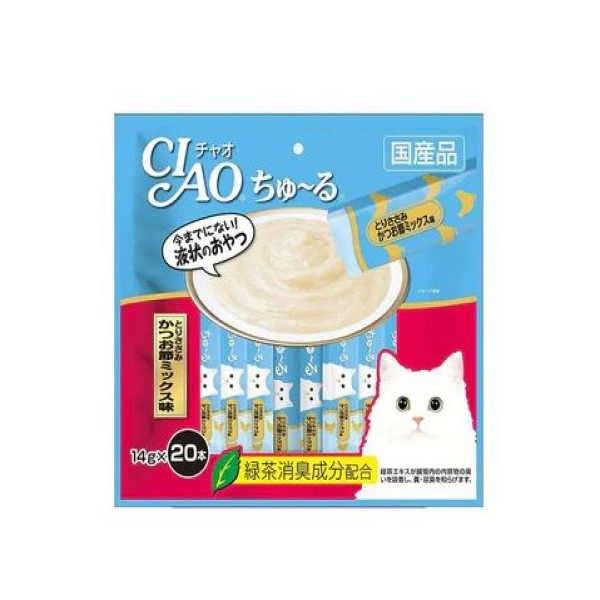 CIAO Churu Creamy Cat Treat - Chicken Fillet & Sliced Bonito 20x14g | Cat Snacks