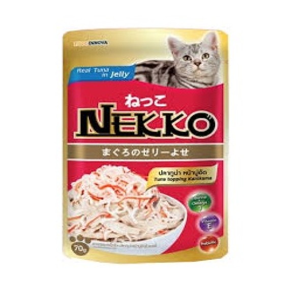 Nekko Cat Pouch Food - Tuna Topping Kanikama In Jelly 70gm | Cat Wet Food