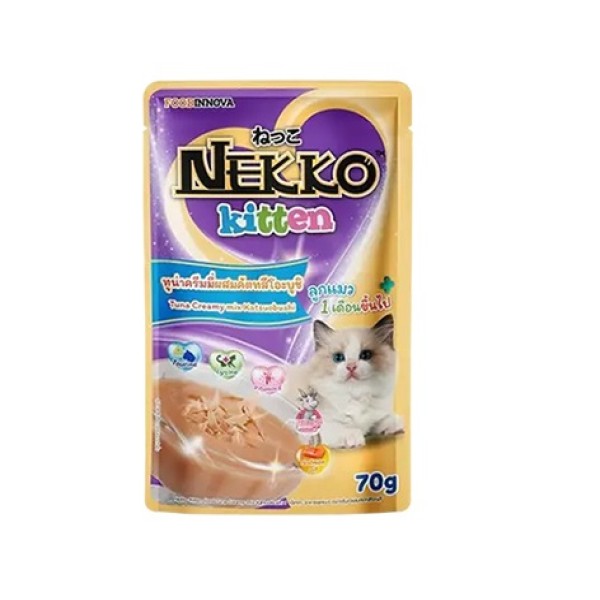 Nekko Kitten Cat Pouch Food - Tuna Creamy mix Katsuobushi 70gm | Cat Wet Food