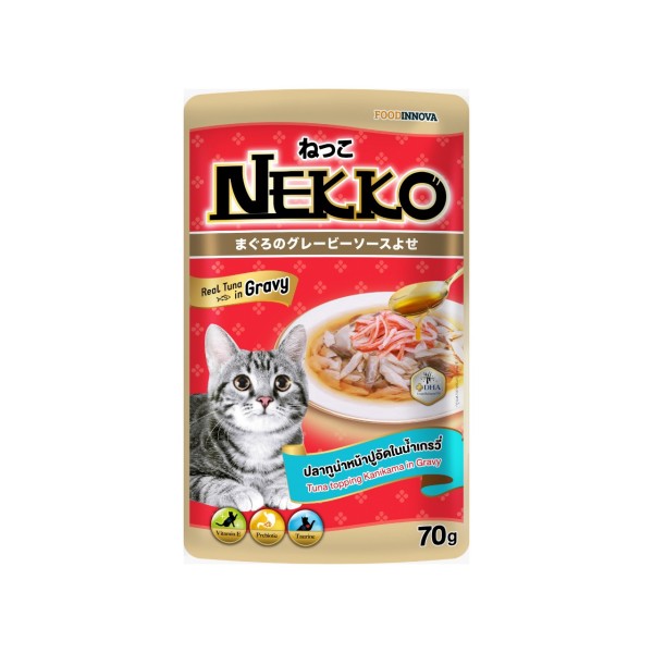 Nekko Cat Pouch Food - Tuna Topping Kanikama in Gravy 70gm | Cat Wet Food