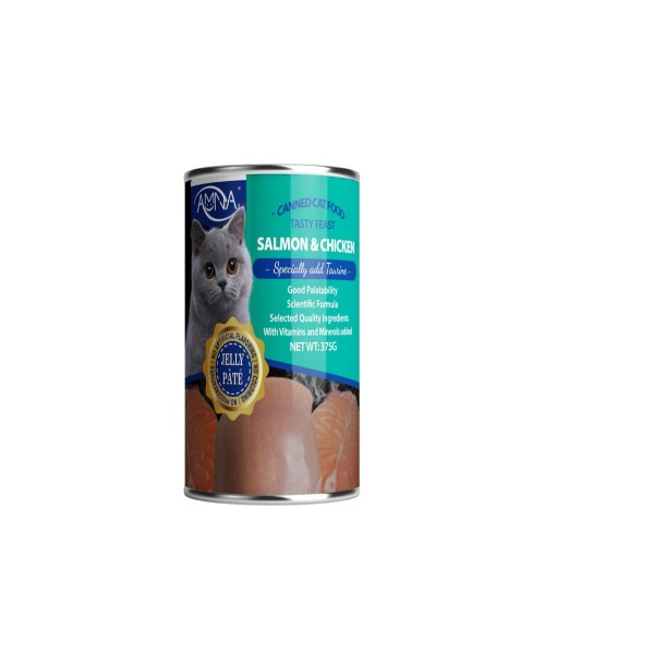 Amna Cat Canned Food Jelly Pate - Salmon & Chicken 375g | Cat Wet Food