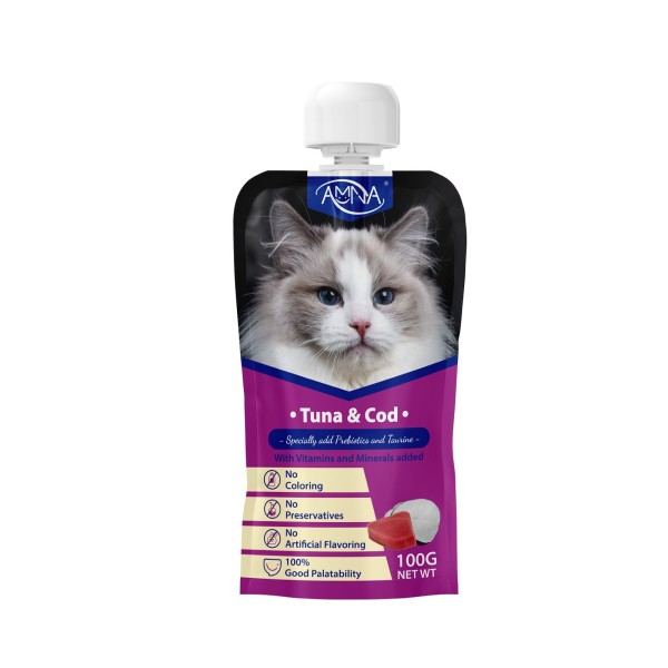 Amna Cat Meat Paste Pouch - Tuna & Cod 100g | Cat Wet Food