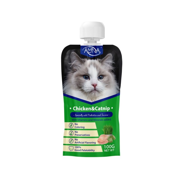 Amna Cat Meat Paste Pouch - Chicken & Catnip 100g | Cat Wet Food