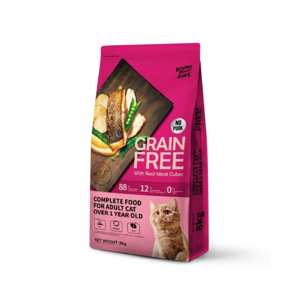 Kitchen Flavor Grain Free Adult Cat Food - Real Meat Cubes Food 8kg | Dry Cat Food