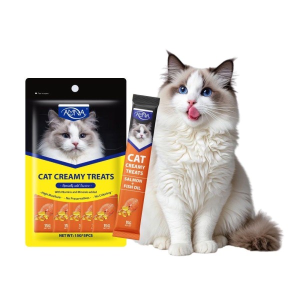 Amna Cat Creamy Treat Salmon Fish Oil Flavor (15g*5)