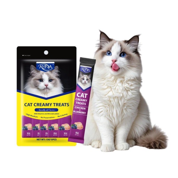 Amna Cat Creamy Treat Chicken Blueberry Flavor (15g*5)