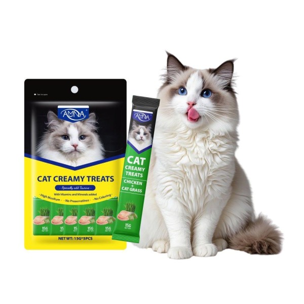 Amna Cat Creamy Treat Chicken Cat Grass Flavor (15g*5)