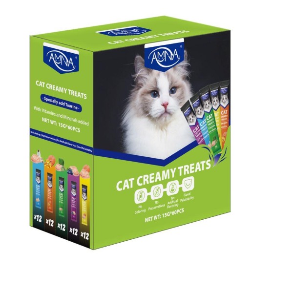 Amna Cat Creamy Treat Mix Flavor (15g*60)