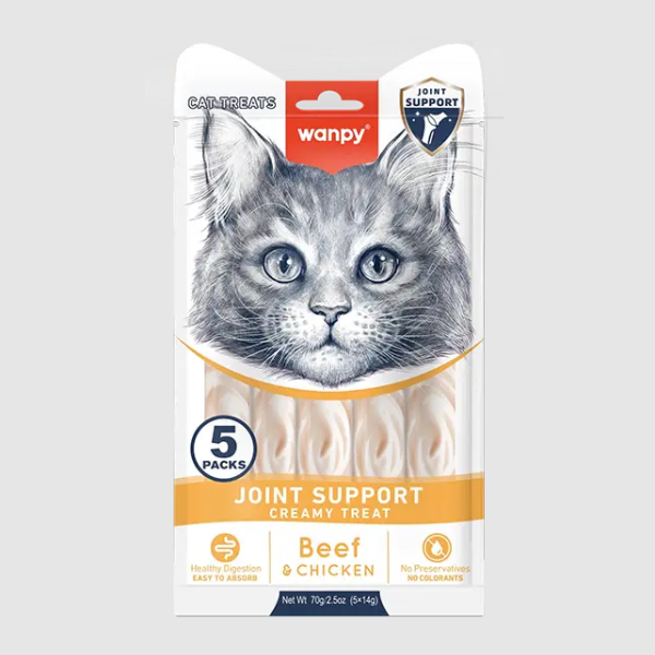 Wanpy Joint Support Creamy Cat Treats with Chicken and Beef (5*14g)