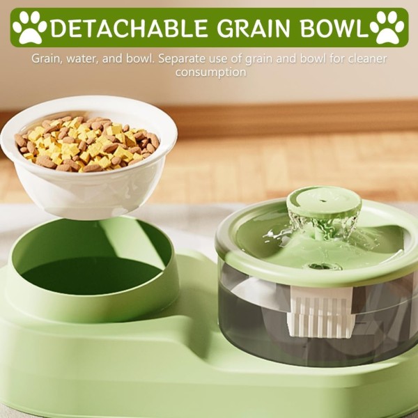 2 in 1 Cat Feeding Bowl with Electric Water Fountain