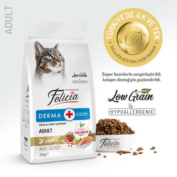 Felicia Derma Care Collagen Supported Hypoallergenic Salmon Adult Cat Food 2kg