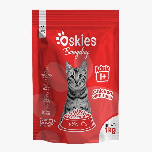 Oskies Adult Dry Cat Food Chicken with Tuna 1KG | Dry Cat Food
