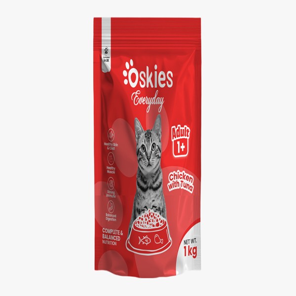 Oskies Adult Dry Cat Food Chicken with Tuna 1KG | Dry Cat Food