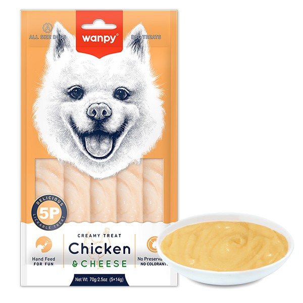 Wanpy Dog Cream Treats Chicken & Cheese 14gm (5pcs)