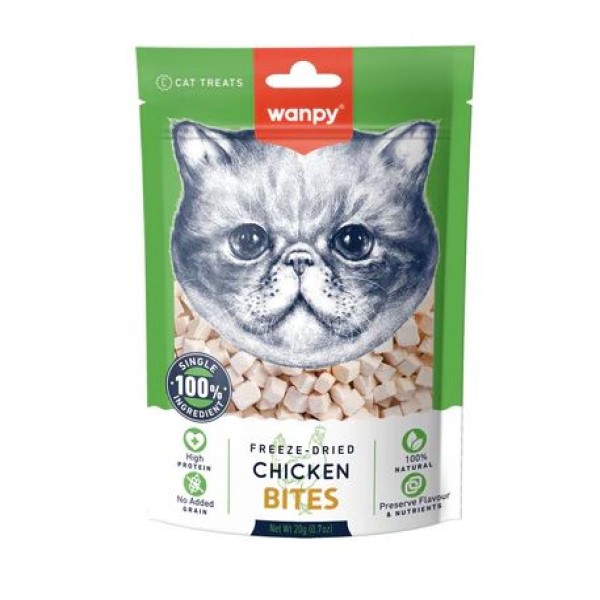 Wanpy Cat Treats Freeze-Dried Chicken Bites 20gm