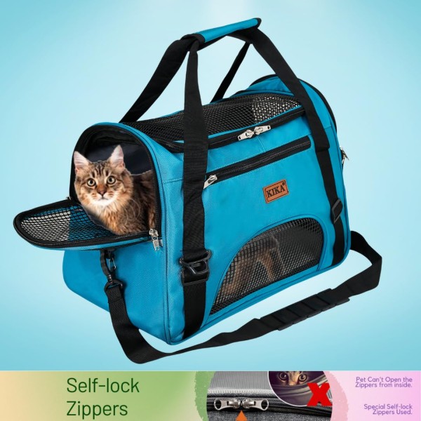 Pets AIRLINE Carrier for Cat Dog Rabbit Birds, Portable Folding Breathable Pet Carrier Airline Approved