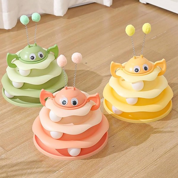 Interactive Cat Toy, 3-Layer Ball Track Tower with Rotating Turntable, Cat Puzzle Toys