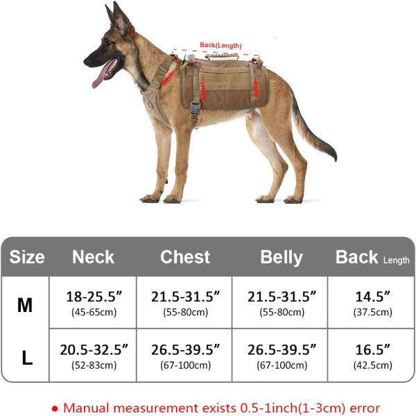 Tactical Dog Harness With Handle Military Pet Dog Molle Vest Harness