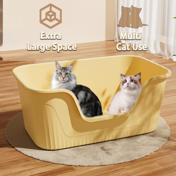 Extra Large Cat Litter Trays with High Sides and Low Entry Cat Litter Box (78 x 54 x 39 CM)