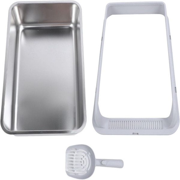 Large Stainless Steel Cat Litter Box with High Sides and Rust-Proof - Multiple Colors (40 x 60 x 19 CM)