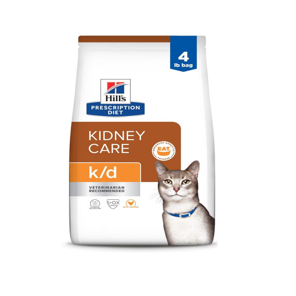 Hill's Prescription Diet k/d Kidney Care Dry Cat Food Chicken 4 lb /1.81kg