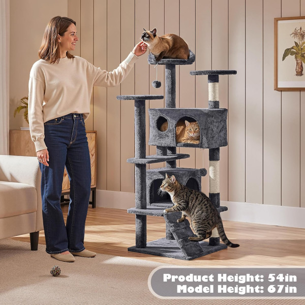 54in Cat Tree Tower Condo Furniture Scratch Post for Cat Kitten Pet House Play