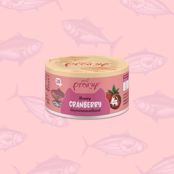 Pramy Cat Can Food Urinary Tuna Topping Cranberry Recipe 80g