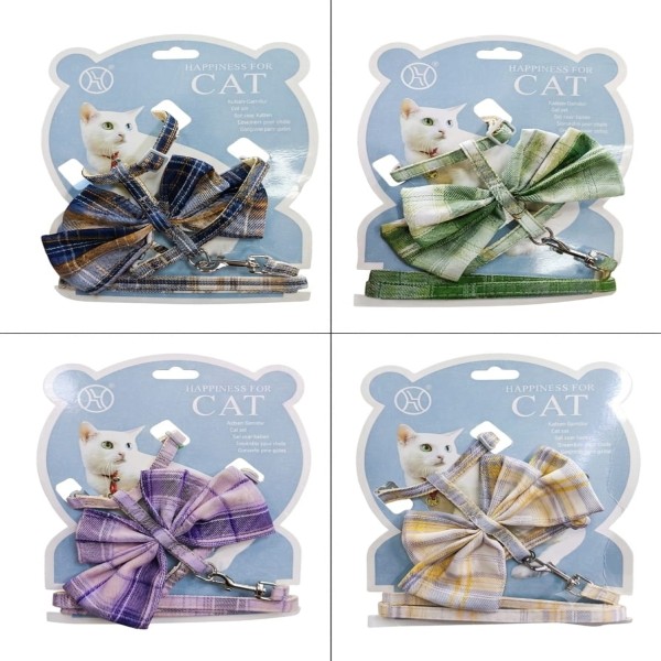 Adjustable Cat Harness with Large Bow