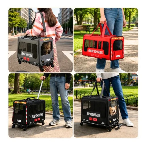 Pet Bus Sightseeing Portable Large Capacity Trolley Bag for Pet Cat & Puppy
