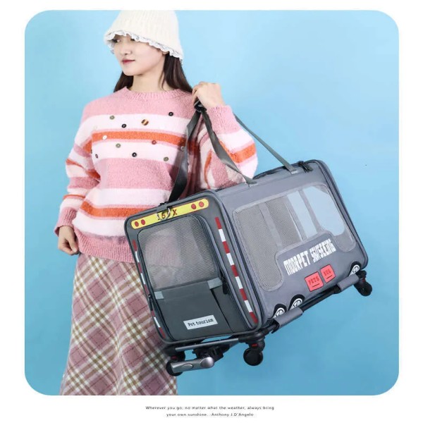 Pet Bus Sightseeing Portable Large Capacity Trolley Bag for Pet Cat & Puppy