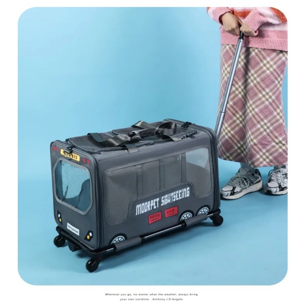 Pet Bus Sightseeing Portable Large Capacity Trolley Bag for Pet Cat & Puppy