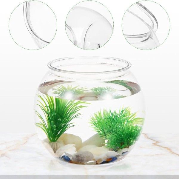 Plastic Round Aquarium Unbreakable Clear Fish Bowls for Small Fish