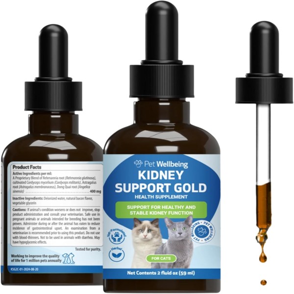 Pet Wellbeing Kidney Support Gold for Cats - Kidney Care & Hydration 59ml