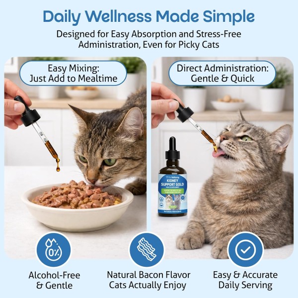 Pet Wellbeing Kidney Support Gold for Cats - Kidney Care & Hydration 59ml