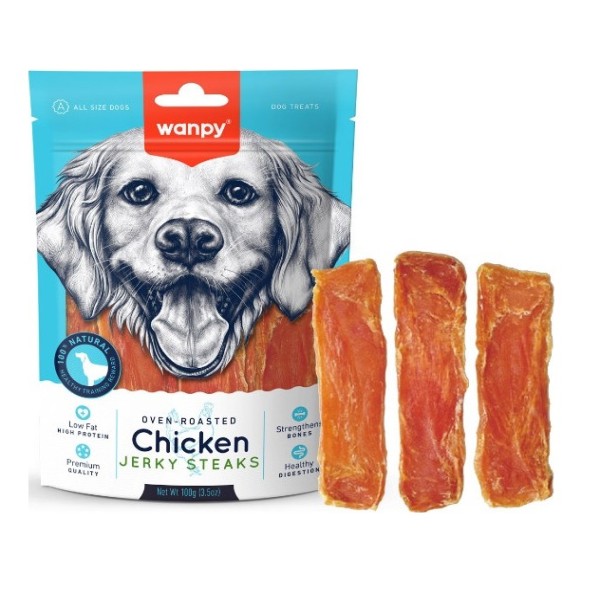 Wanpy Dog Treats Chicken Jerky Steaks 100gm | Wanpy Dog Treat