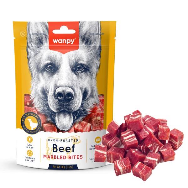 Wanpy Beef Marbled Bites Dog Treats 100g | Wanpy Dog Treat