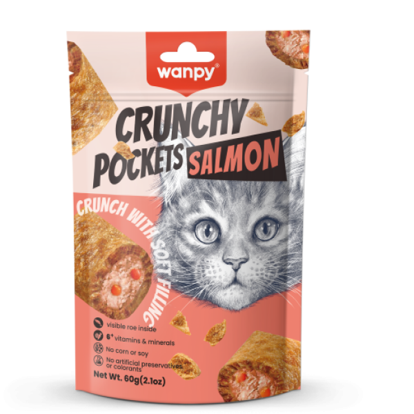 Wanpy Crunchy Pockets Salmon 60g | Wanpy Cat Treat