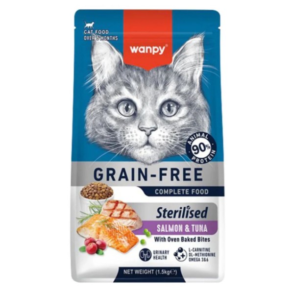 Wanpy Grain-Free Sterilised Dry Cat Food Salmon & Tuna 1.5kg | Wanpy Grain-Free Cat Food