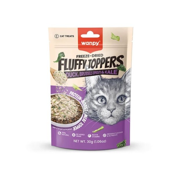 Wanpy Freeze-Dried Fluffy Toppers – Duck, Brussels Sprouts and Black Cabbage 30g | Wanpy Fluffy Toppers