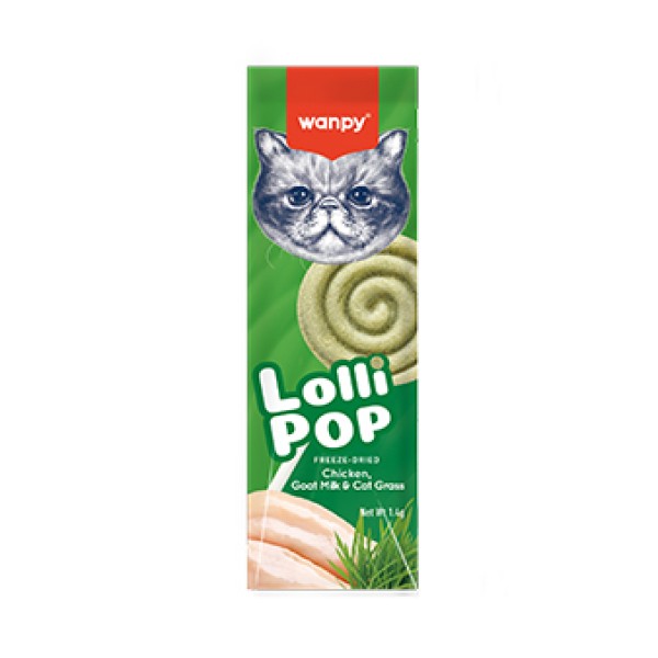 Wanpy Cat Lollipop Treat Freeze Dried with Chicken, Goat Milk & Cat Grass 1.4gm 1pcs | Wanpy Cat Lollipop