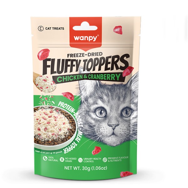 Wanpy Freeze-Dried Fluffy Toppers – Chicken & Cranberry 30g | Wanpy Fluffy Toppers