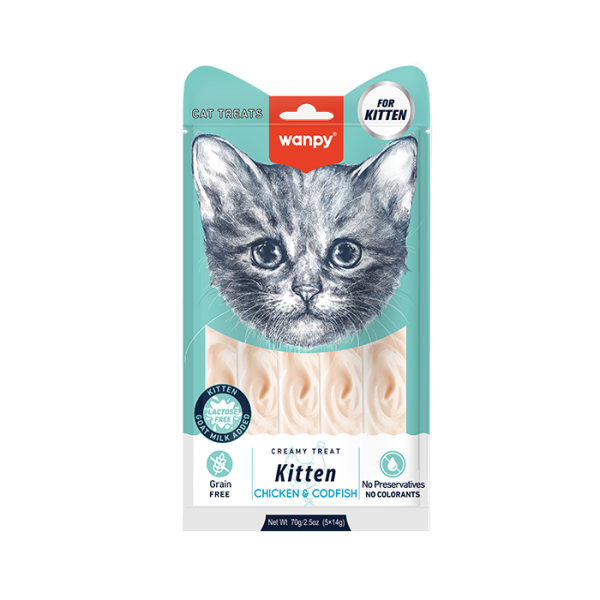 Wanpy Creamy Treat For Kitten Chicken & Codfish 70g | Wanpy Cat Treat
