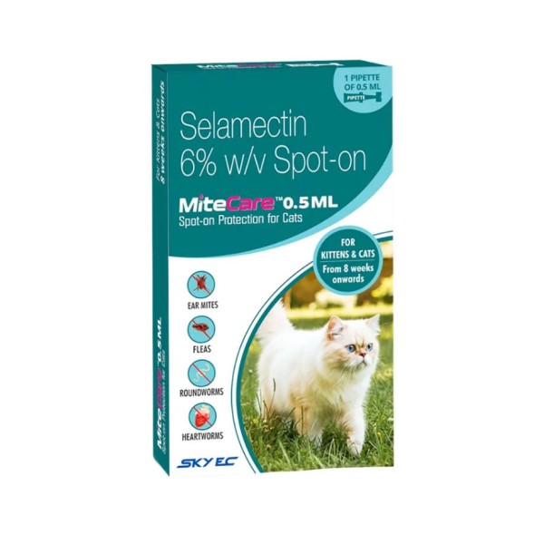 Selamectin Mite Care Spot On Protection for Cats 0.5ml
