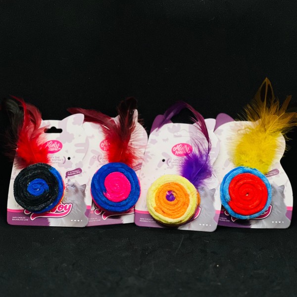 Cat Colorful Rainbow Toys Flutter Balls with Feather