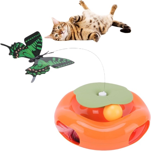 Rotating Electric Butterfly Cat Teaser Toy, 8.66x3.54 Inch Interactive Automatic Kitten Toy