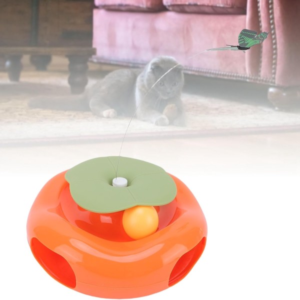 Rotating Electric Butterfly Cat Teaser Toy, 8.66x3.54 Inch Interactive Automatic Kitten Toy