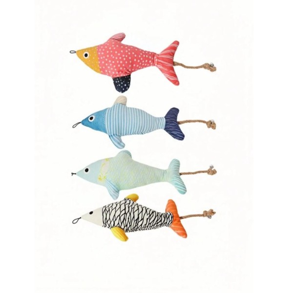 Interactive Plush Cat Toy - Hanging Fish with Catnip and Bell