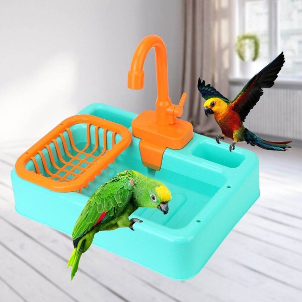 Bird Bath for Cage with Pump, Parrot Shower Bathtub Running Water